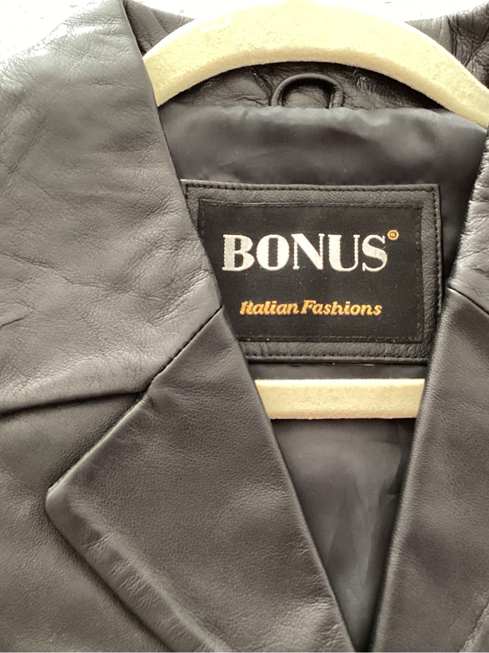 Black Leather Button-Front Jacket - Picture 4 of 4